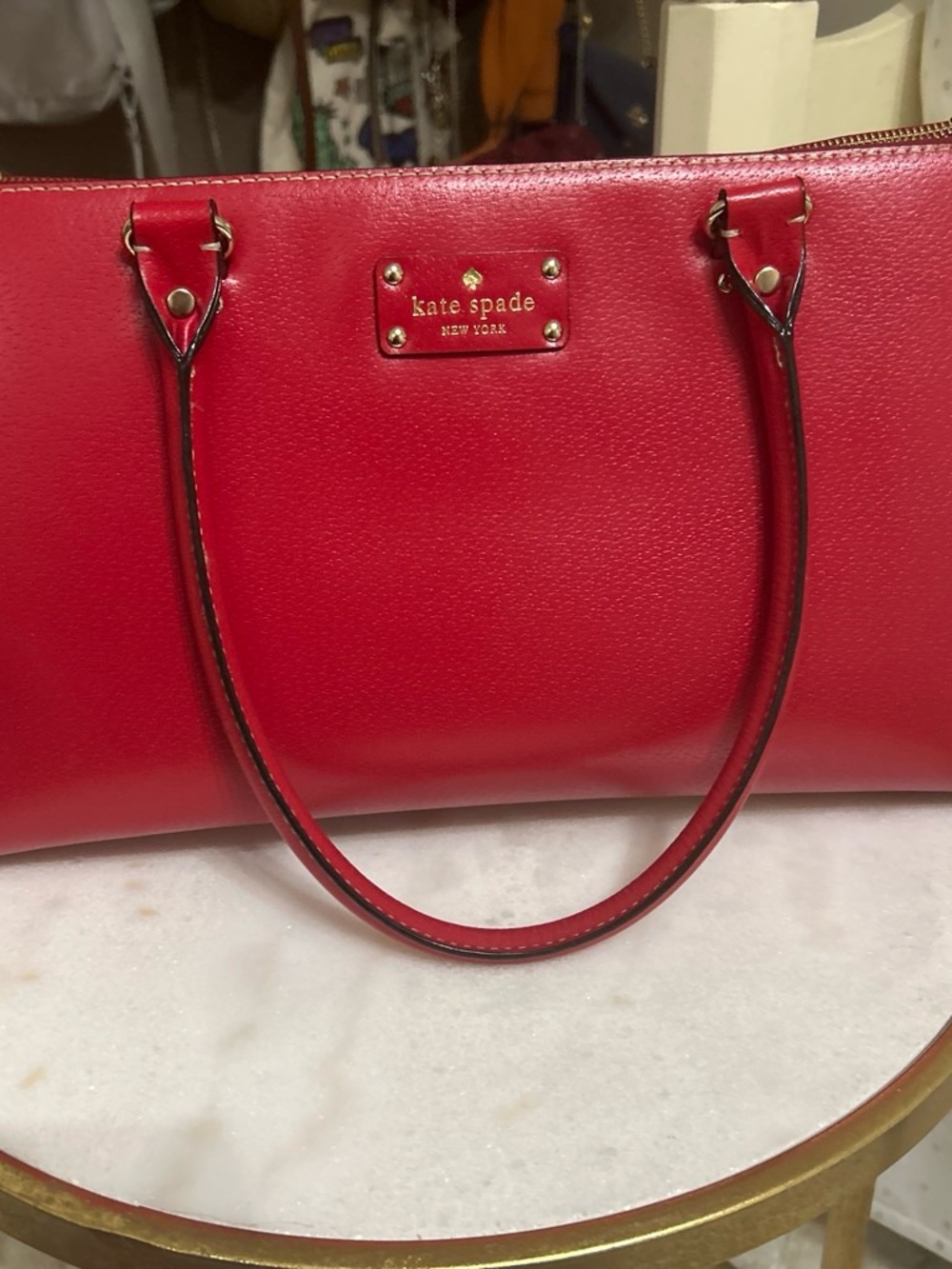 kate spade Red Leather Shoulder Bag with Gold Hardware